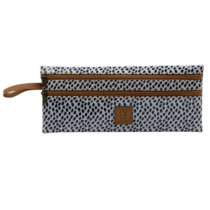 2 Zip Pencil Case - Scatter Black on White