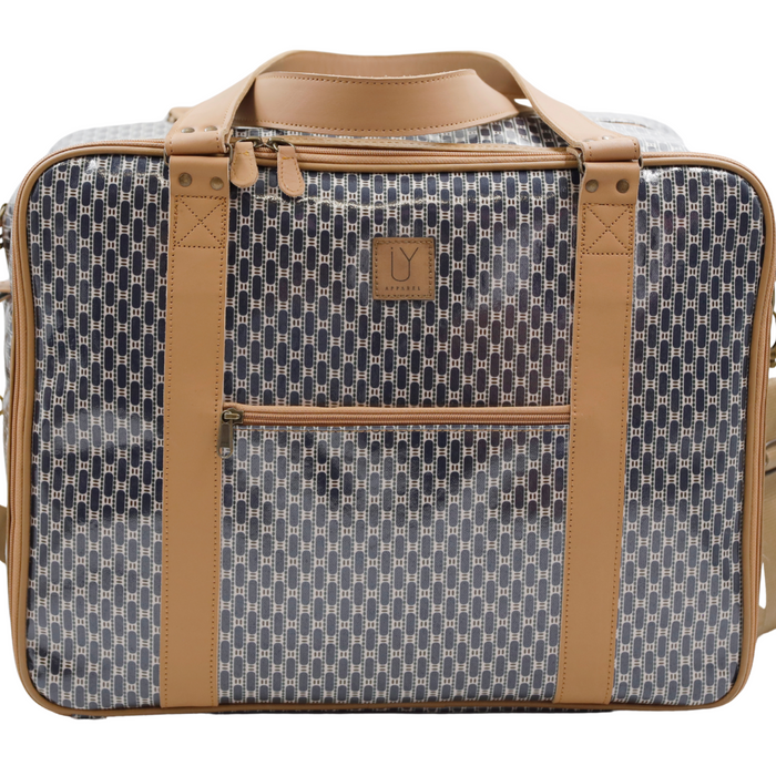 Overnight Bag with Leather Handles - African Tweed Green