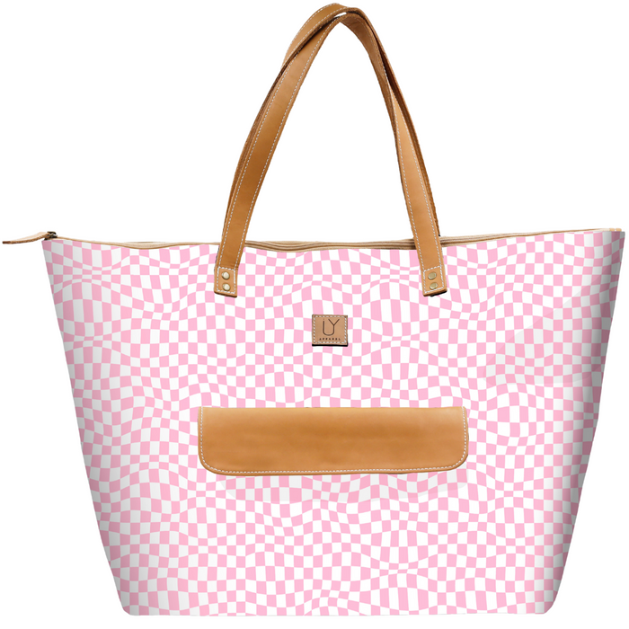 Beach Bag - Warped Check Pink
