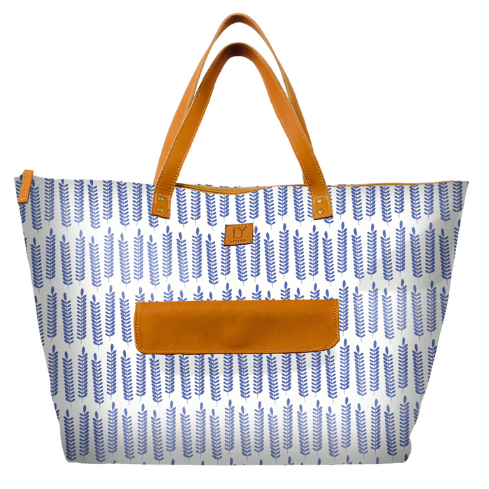 Beach Bag - Leaves Blue
