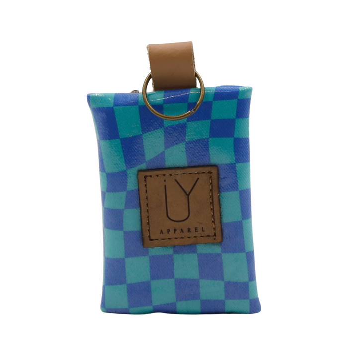 Keyring Pouch - Warped Check Aqua