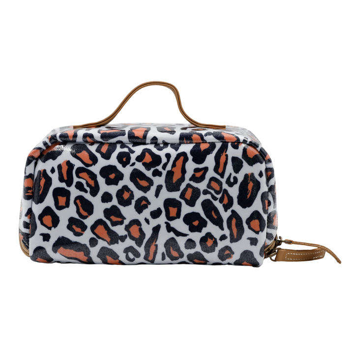 Large Cosmetic Bag - Leopard Coral