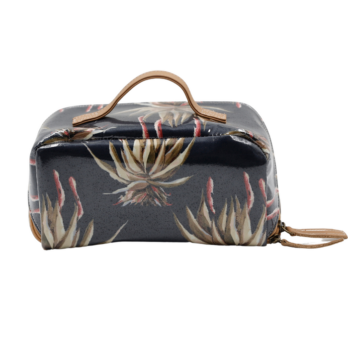 Large Cosmetic Bag - Navy Aloe