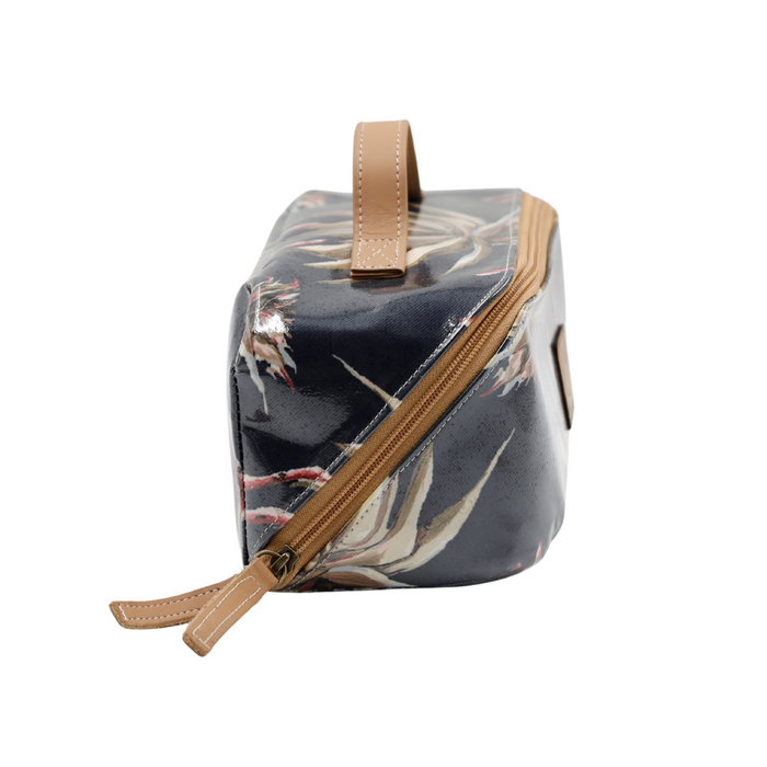 Large Cosmetic Bag - Navy Aloe