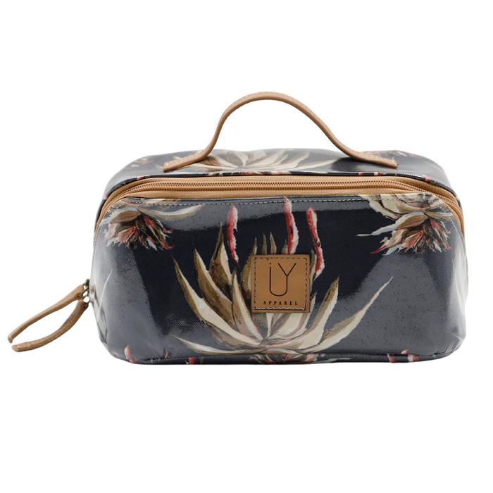 Large Cosmetic Bag - Navy Aloe