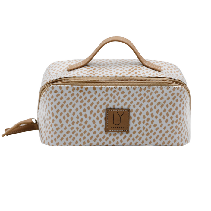 Large Cosmetic Bag - Scatter Gold on White