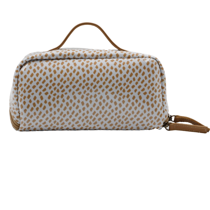 Large Cosmetic Bag - Scatter Gold on White