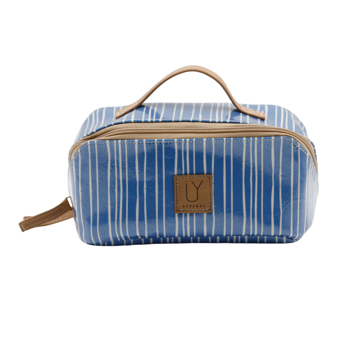 Large Cosmetic Bag - Stripe Blue