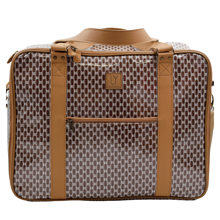 Overnight Bag with Leather Handles - African Tweed Brown