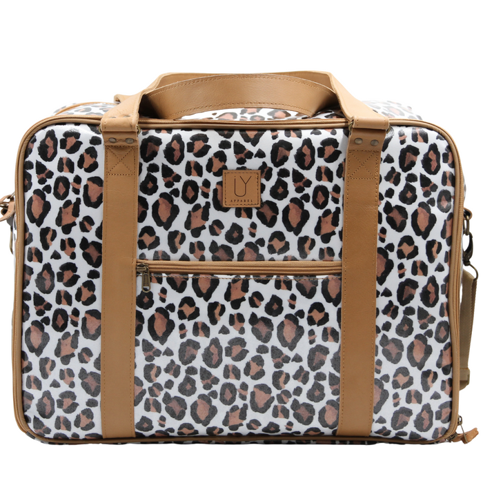 Overnight Bag with Leather Handles - Leopard Sand