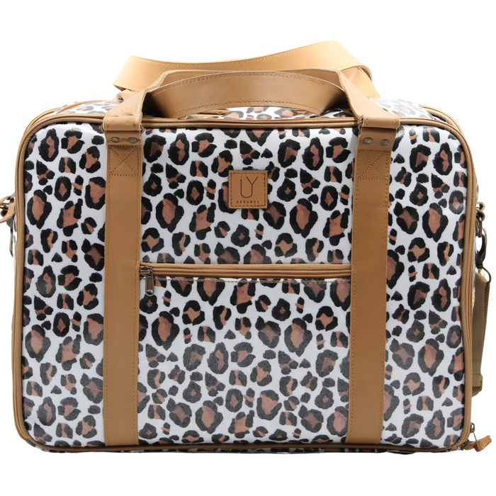Overnight Bag with Leather Handles - Leopard Sand