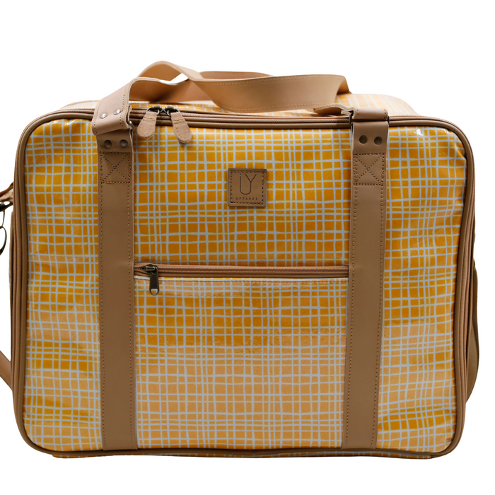Overnight Bag with Leather Handles - Weave Yellow