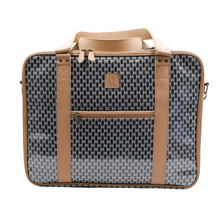 Overnight Bag with Leather Handles - African Tweed Green