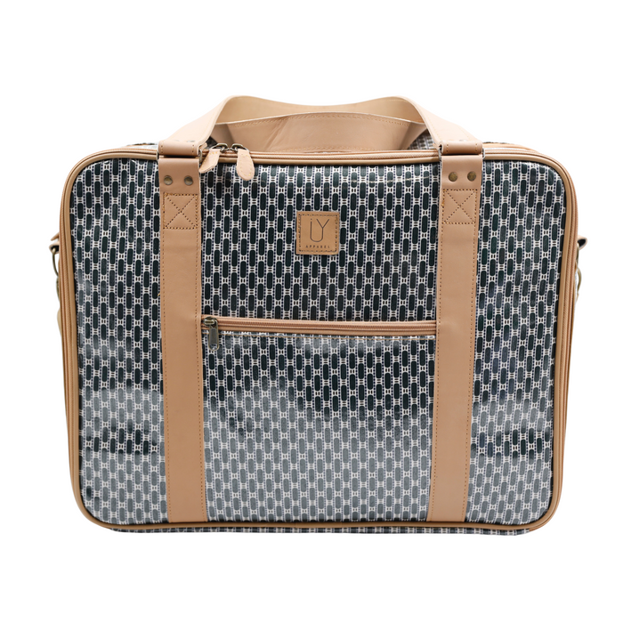 Overnight Bag with Leather Handles - African Tweed Navy