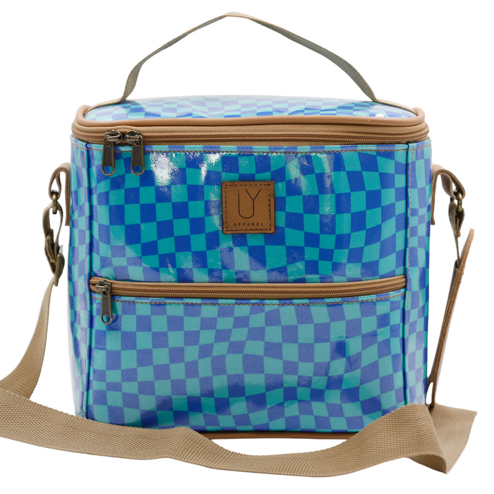 Lunch Cooler - Warped Check Aqua