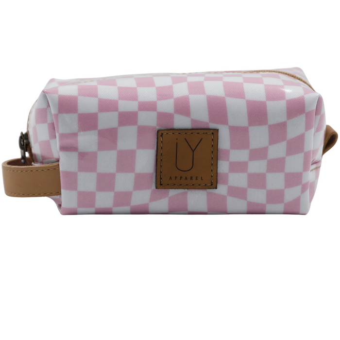 Cosmetic Bag - Warped Check Pink