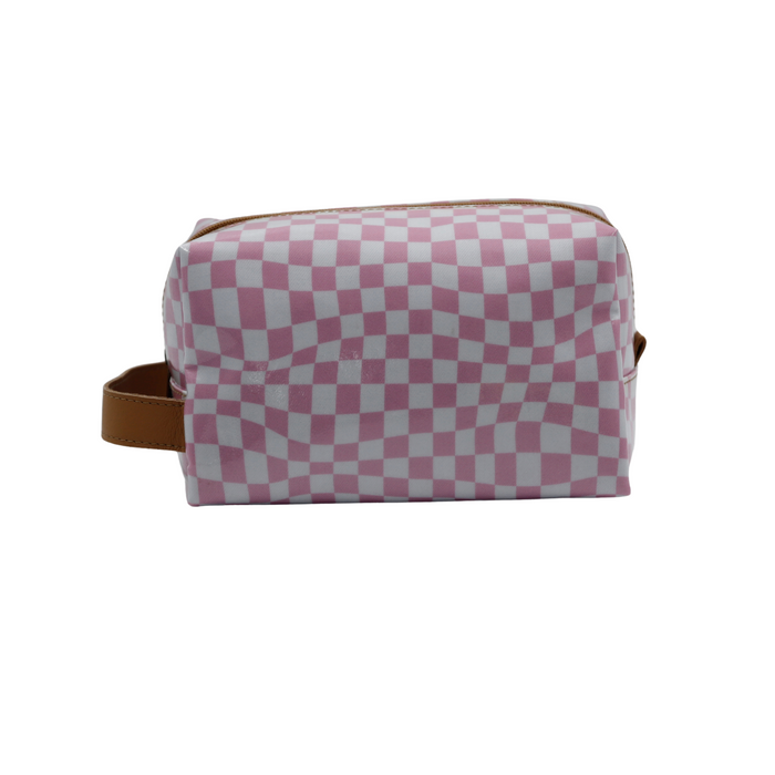 Soft Cosmetic Bag - Warped Check Pink