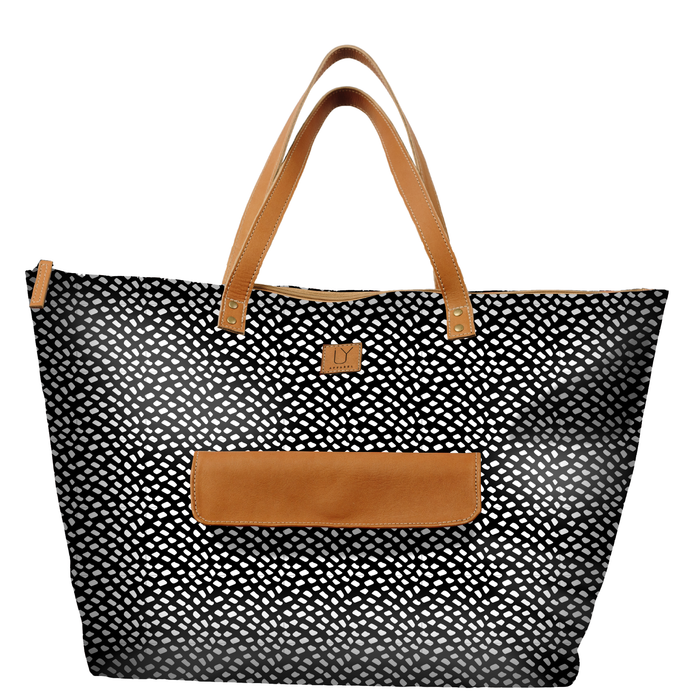 Beach Bag - Scatter White on Black