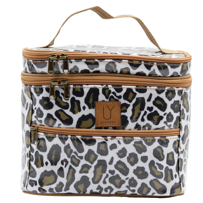 Stand Up Toiletry Bag - Leopard Khaki