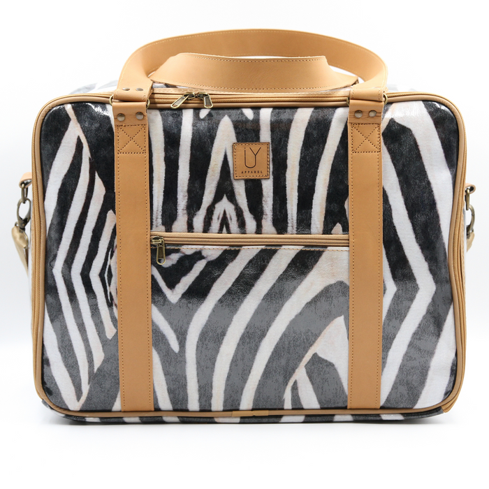 Overnight Bag with Leather Handles - Zebra