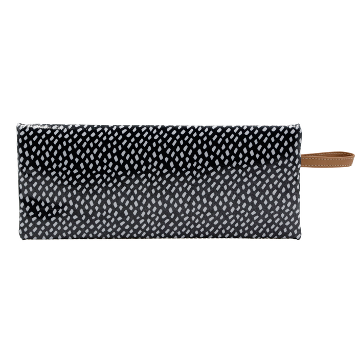 2 Zip Pencil Case - Scatter White on Black