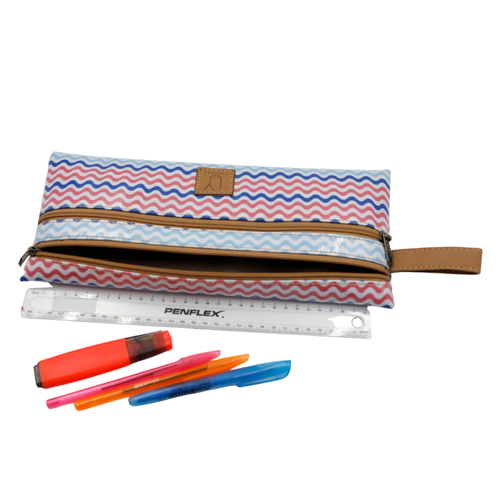 2 Zip Pencil Case - Waves
