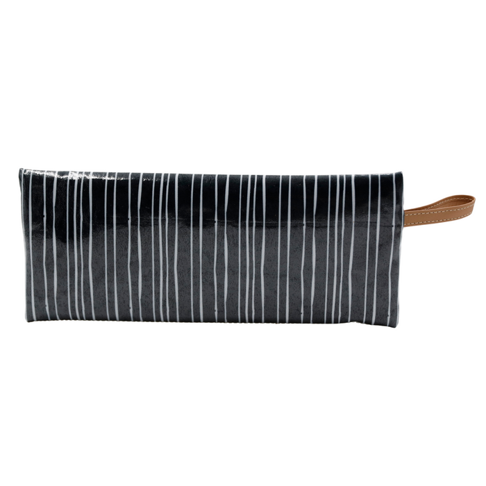 2 Zip Pencil Case - Stripe Black and White
