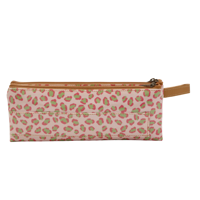 3 Zip Pencil Case - Leopard Pink