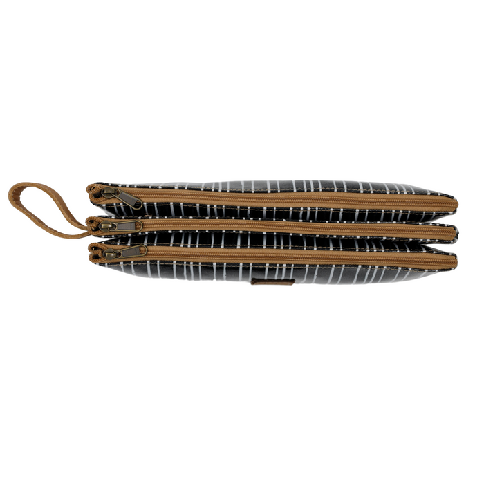 3 Zip Pencil Case - Warped Check Pink