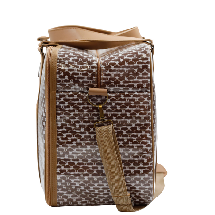 Overnight Bag with Leather Handles - African Tweed Brown