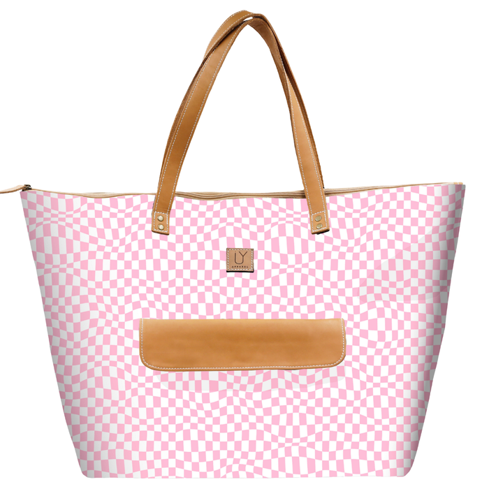 Beach Bag - Warped Check Pink