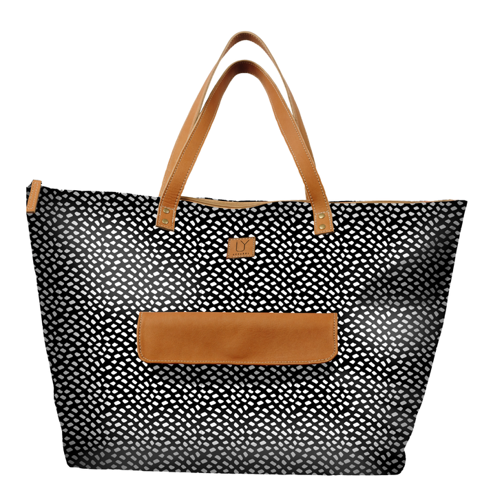 Beach Bag - Scatter White on Black