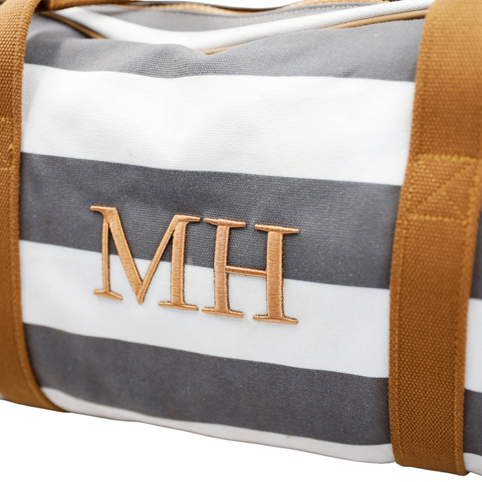 Canvas Duffel Bag - Grey & White Stripe
