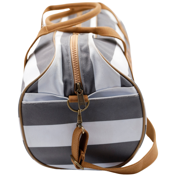 Canvas Duffel Bag - Grey & White Stripe