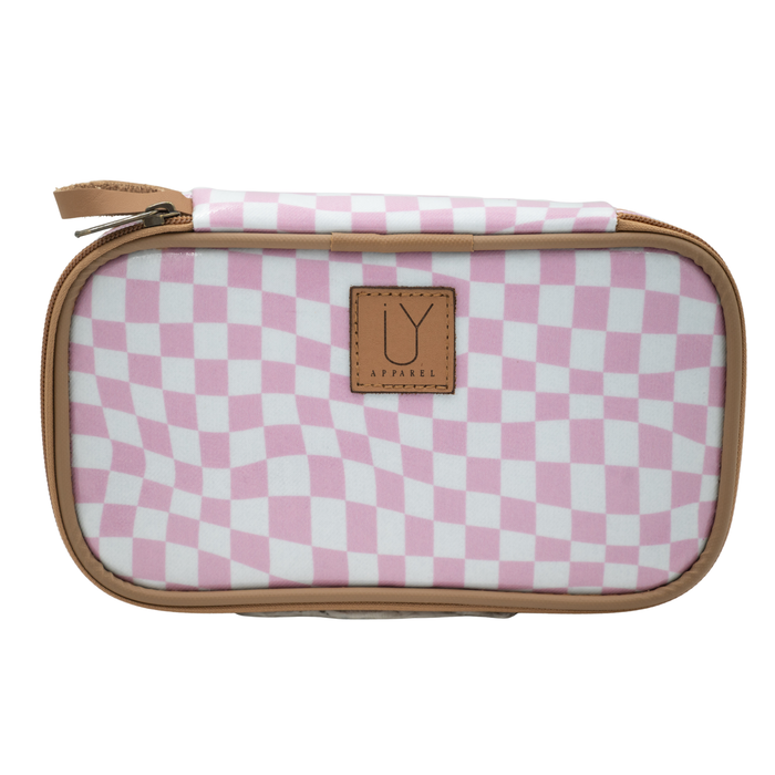 Cosmetic Pod - Warped Check Pink