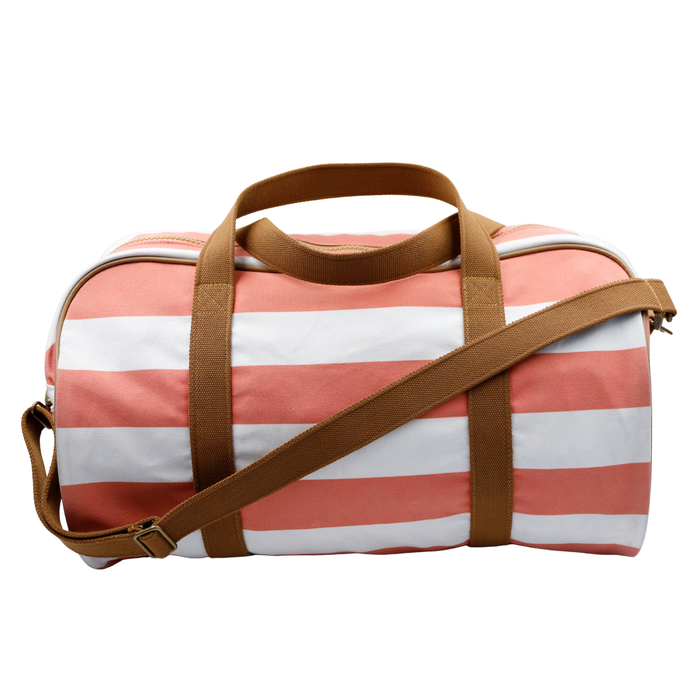 Canvas Duffel Bag - Orange & White Stripe