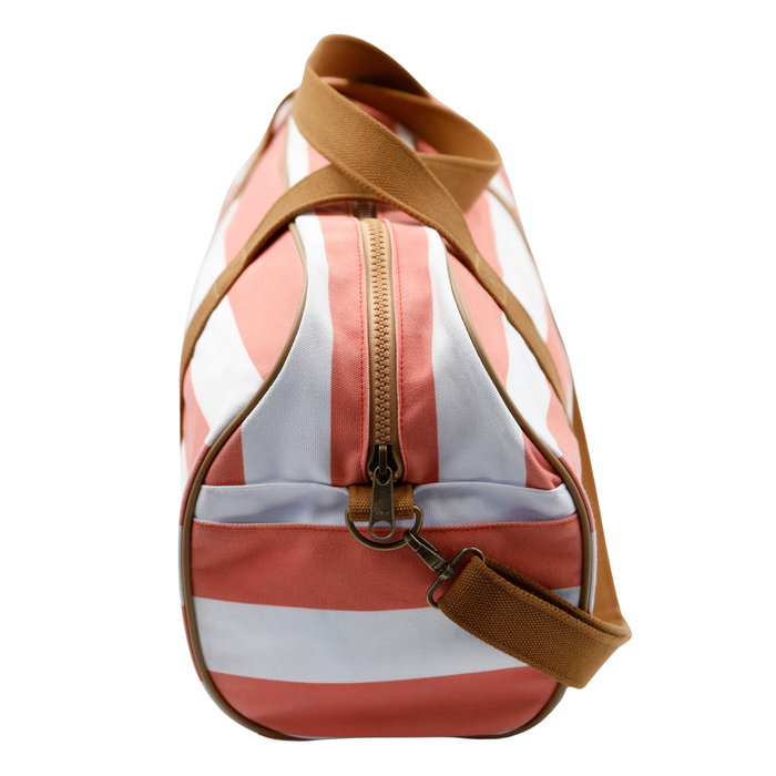 Canvas Duffel Bag - Orange & White Stripe