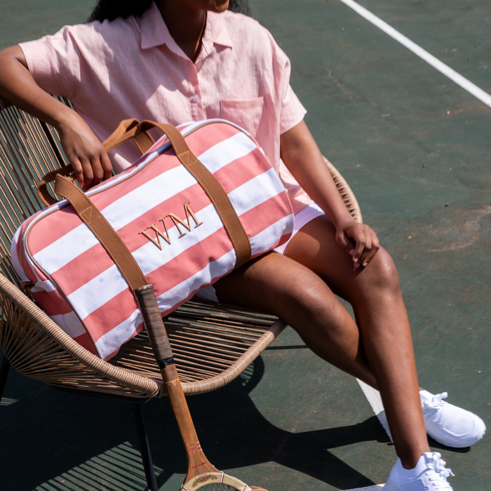 Canvas Duffel Bag - Orange & White Stripe