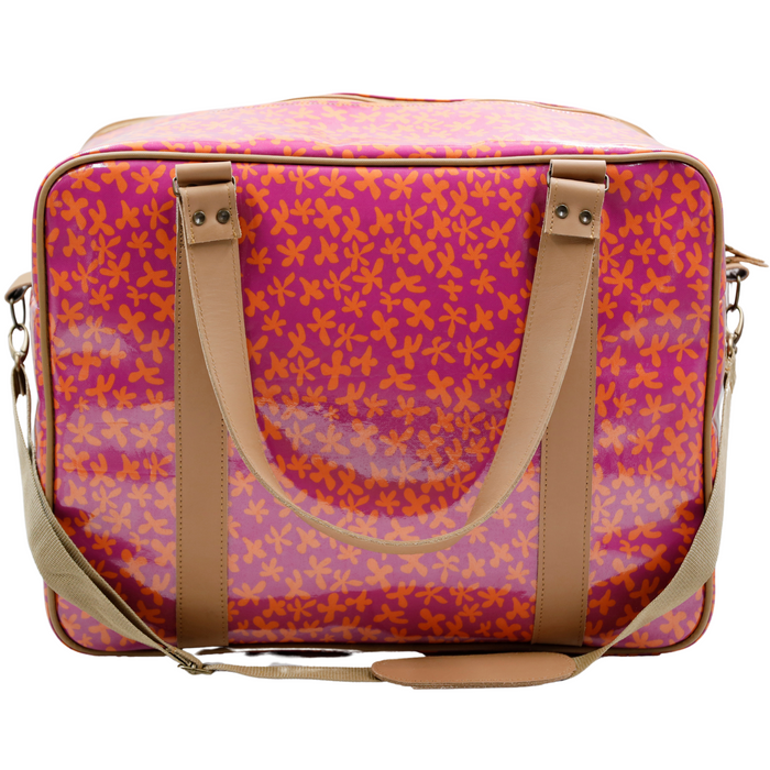 Overnight Bag with Leather Handles - Hot Daisy