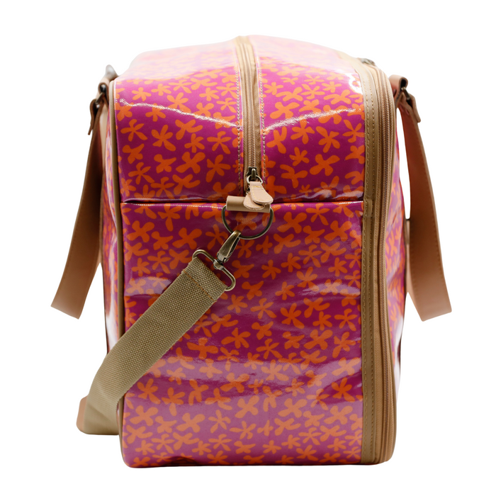 Overnight Bag with Leather Handles - Hot Daisy