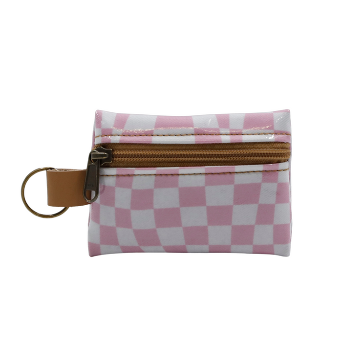 Keyring Pouch - Warped Check Pink