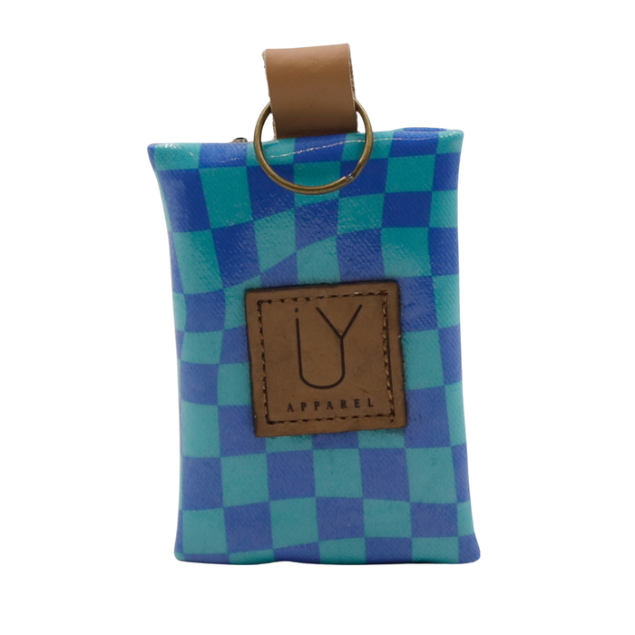 Keyring Pouch - Warped Check Aqua