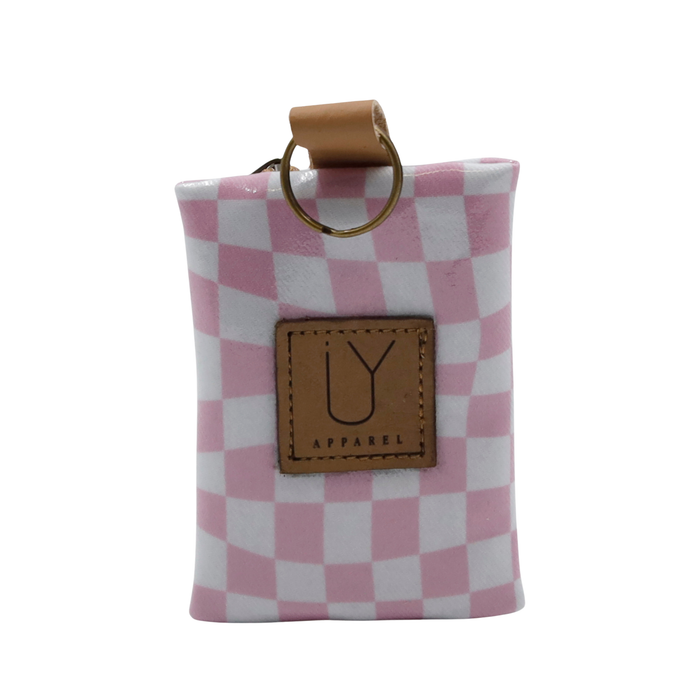 Keyring Pouch - Warped Check Pink