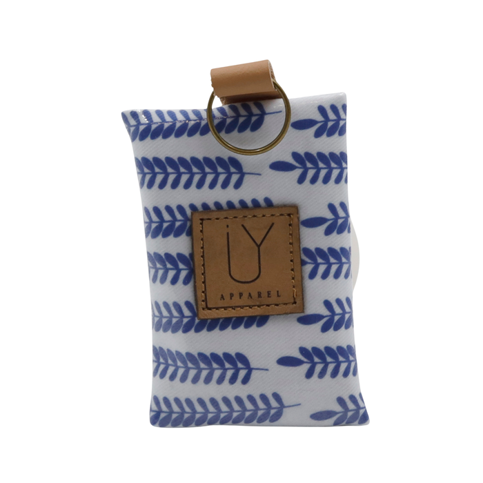 Keyring Pouch - Leaves Blue