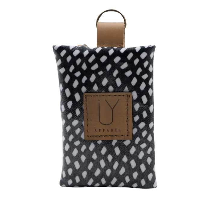 Keyring Pouch - Scatter White on Black
