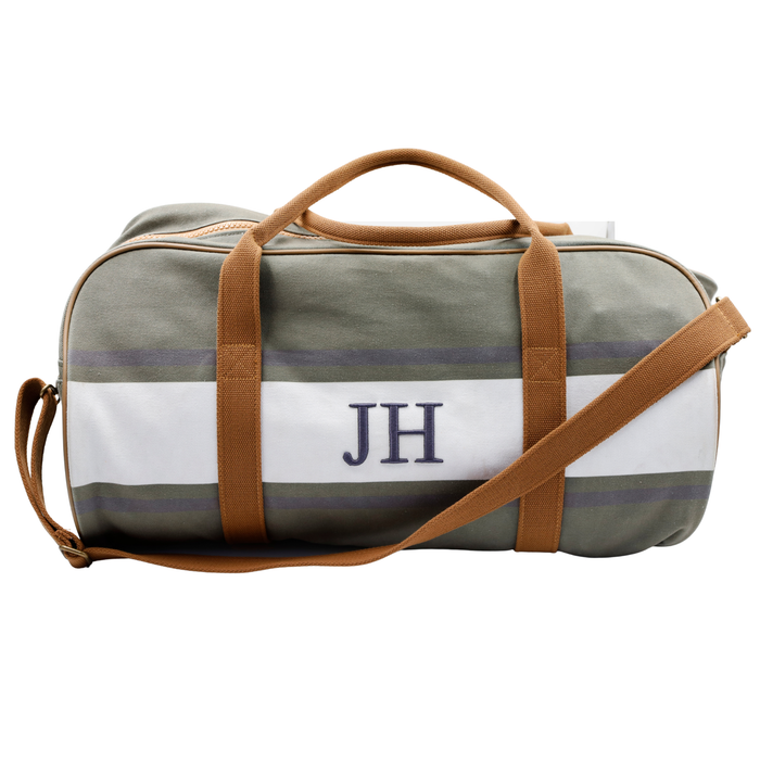 Canvas Duffel Bag - Khaki One Stripe