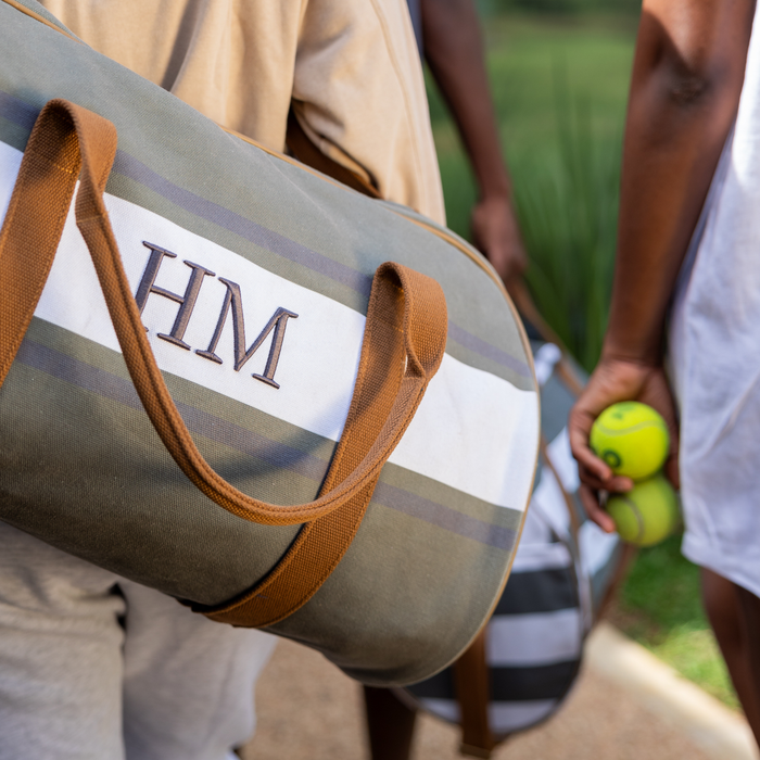 Canvas Duffel Bag - Khaki One Stripe