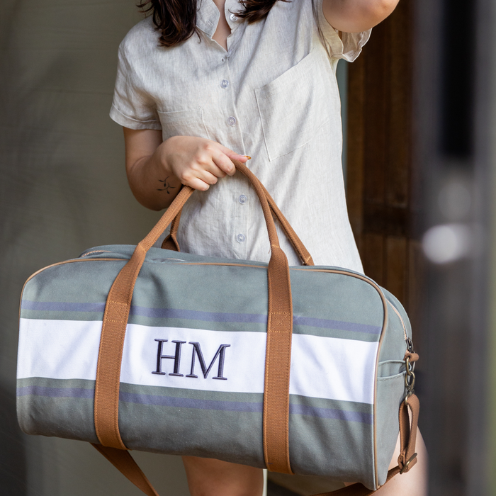 Canvas Duffel Bag - Khaki One Stripe
