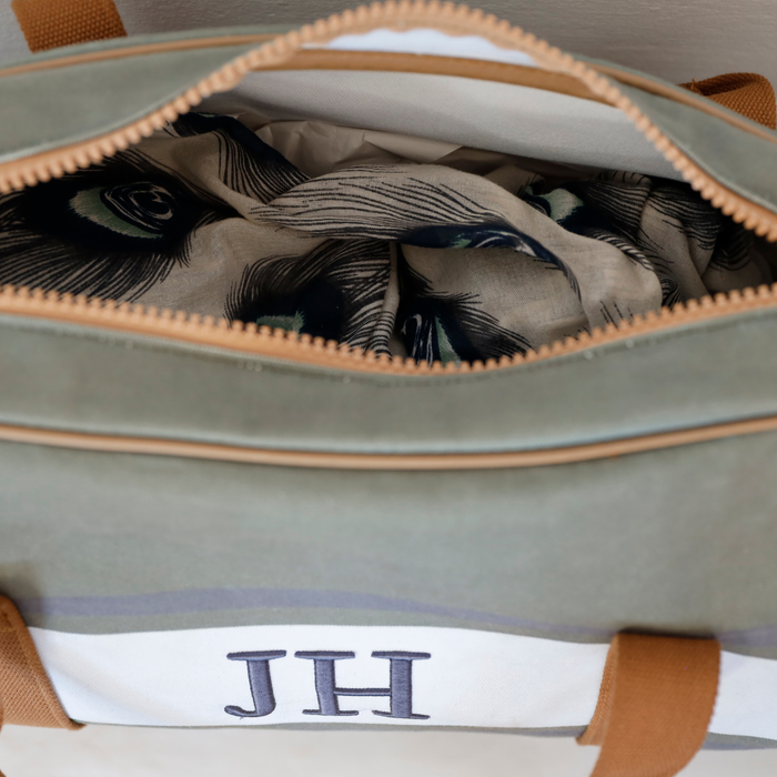 Canvas Duffel Bag - Khaki One Stripe