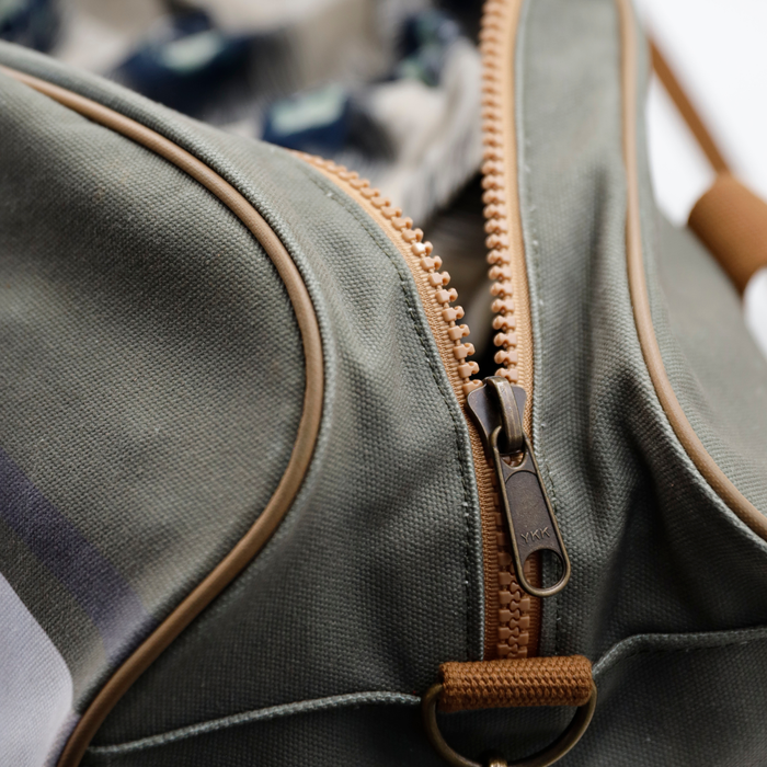 Canvas Duffel Bag - Khaki One Stripe